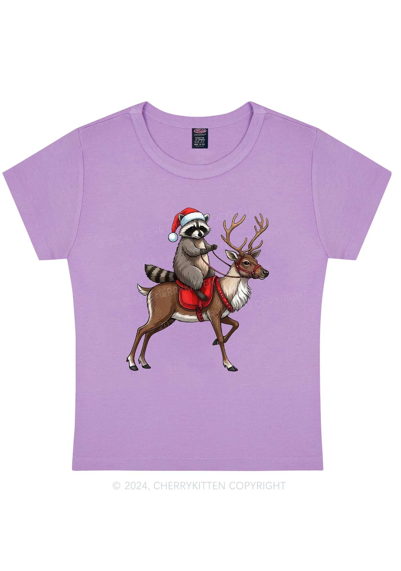 Christmas Feral Raccoon Y2K Baby Tee Cherrykitten