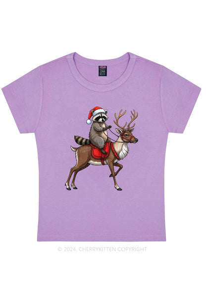 Christmas Feral Raccoon Y2K Baby Tee Cherrykitten