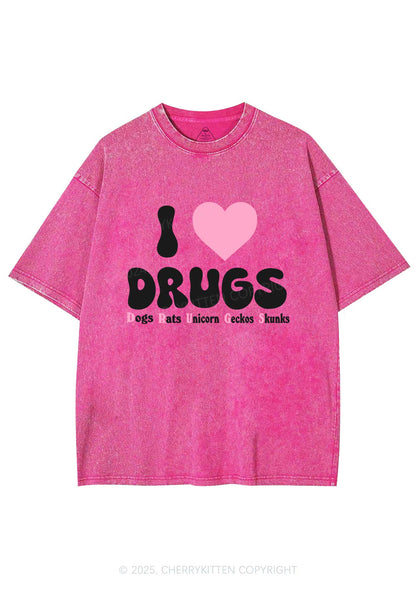 I Love Drxgs Y2K Washed Tee Cherrykitten