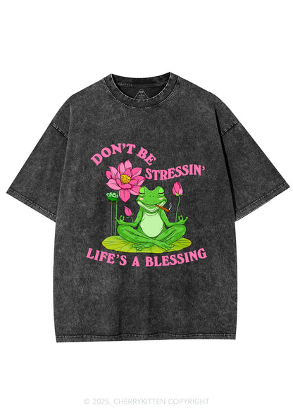 Dont Be Stressin Frog Y2K Washed Tee Cherrykitten