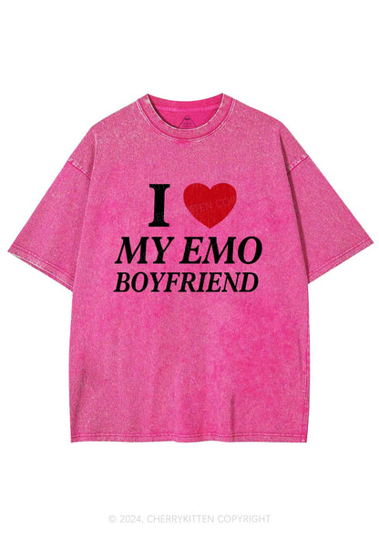 I Love My Emo BF Y2K Valentine's Day Washed Tee Cherrykitten