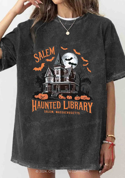 Halloween Haunted Library Y2K Washed Tee Cherrykitten