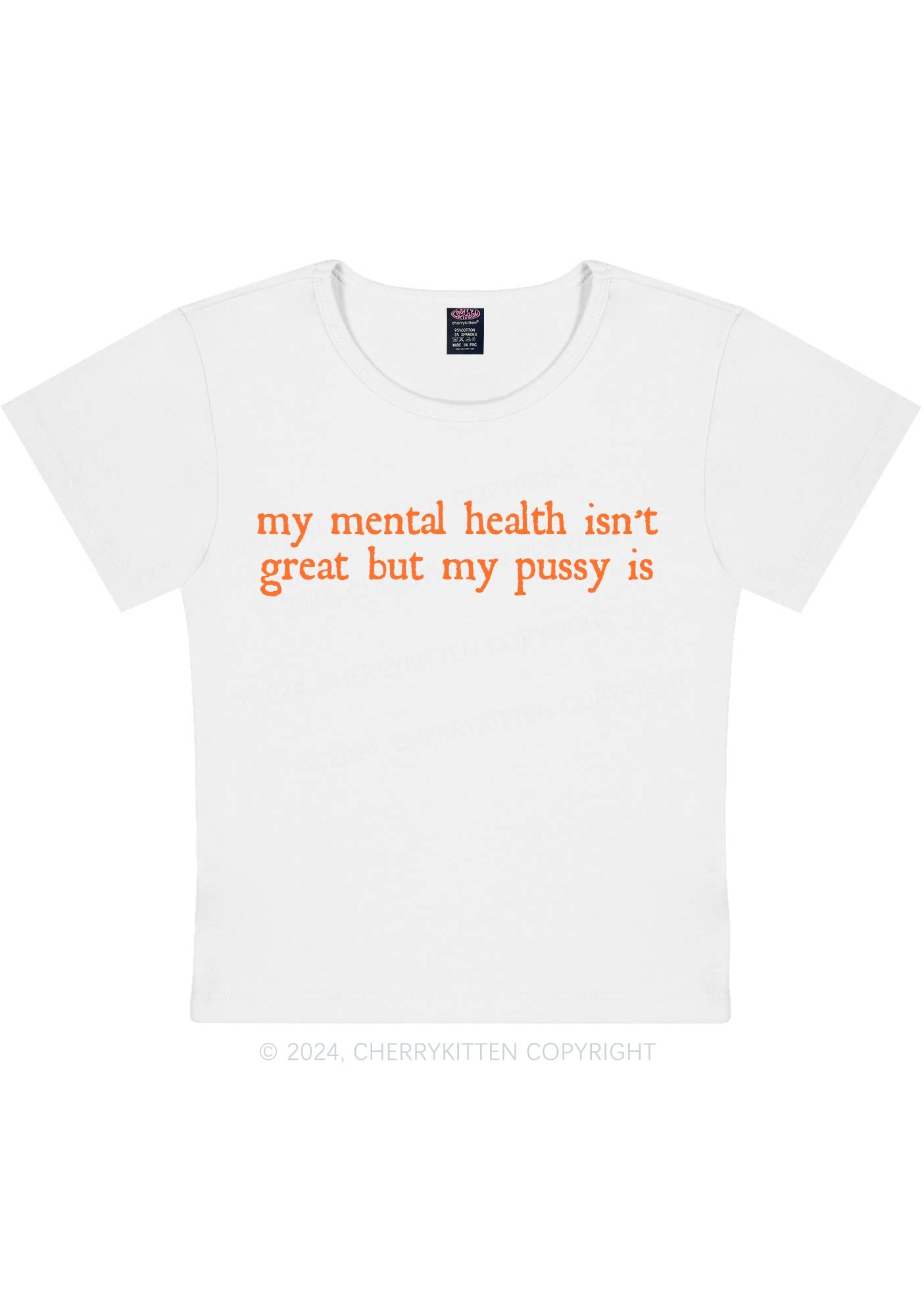 Great Mental Health Y2K Baby Tee Cherrykitten