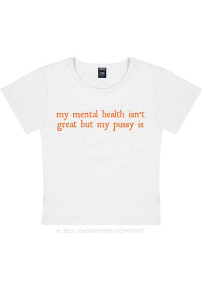 Great Mental Health Y2K Baby Tee Cherrykitten