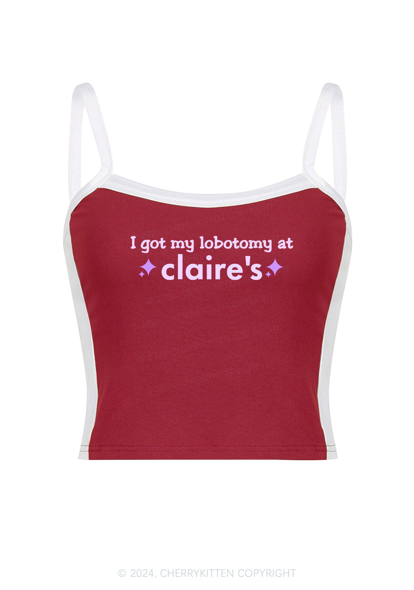 I Got My Lobotomy At Claire's Y2K Color Block Crop Cami Top Cherrykitten