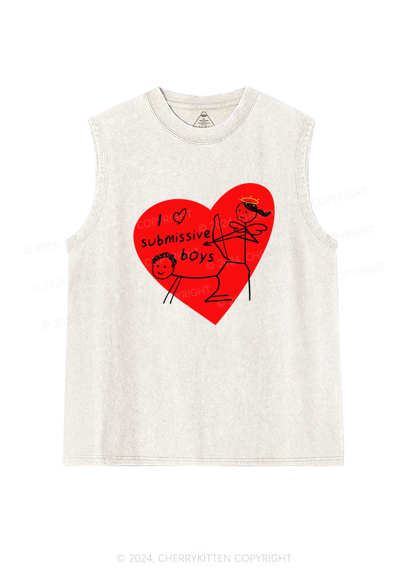 Girl Love S Boys Y2K Valentine's Day Washed Tank Cherrykitten