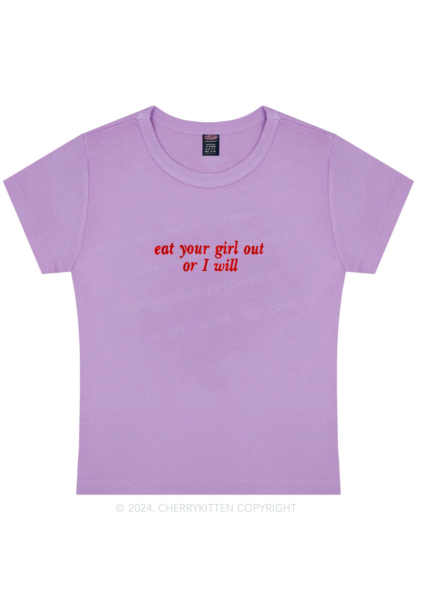 Embroidered Eat Your Girl Out Y2K Baby Tee Cherrykitten