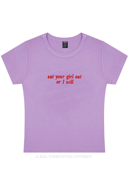 Embroidered Eat Your Girl Out Y2K Baby Tee Cherrykitten