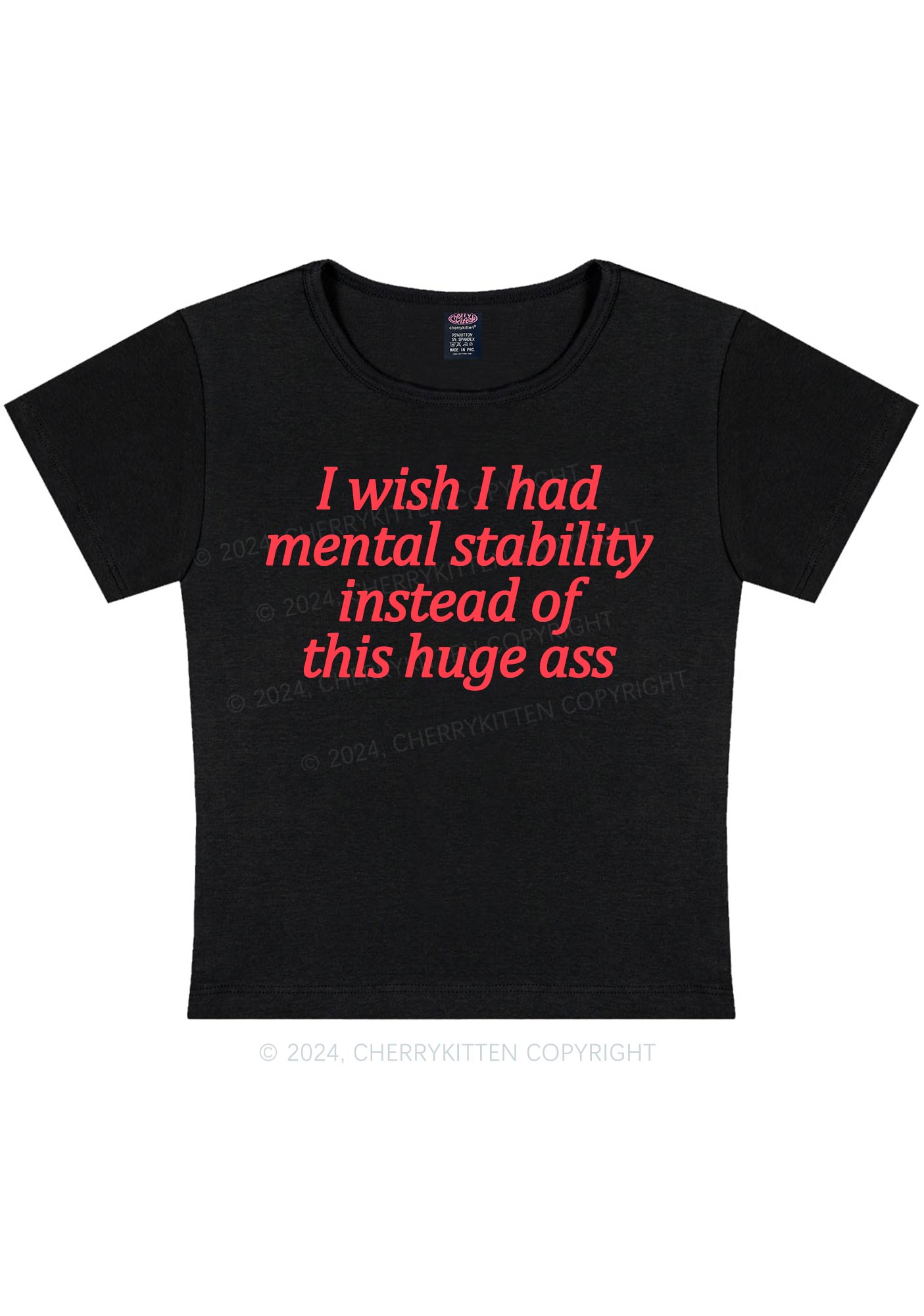 I Wish Mental Stability Y2K Baby Tee Cherrykitten