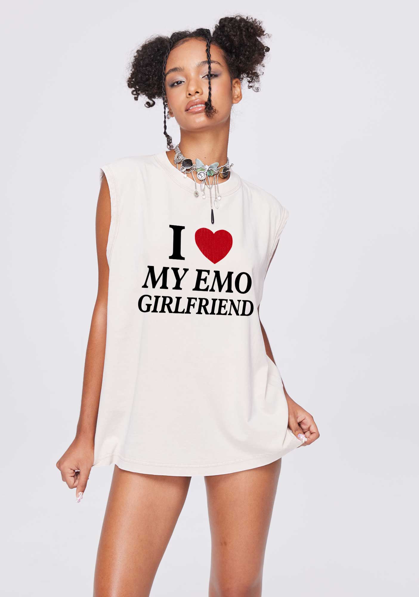 I Love My Emo GF Y2K Valentine's Day Washed Tank Cherrykitten