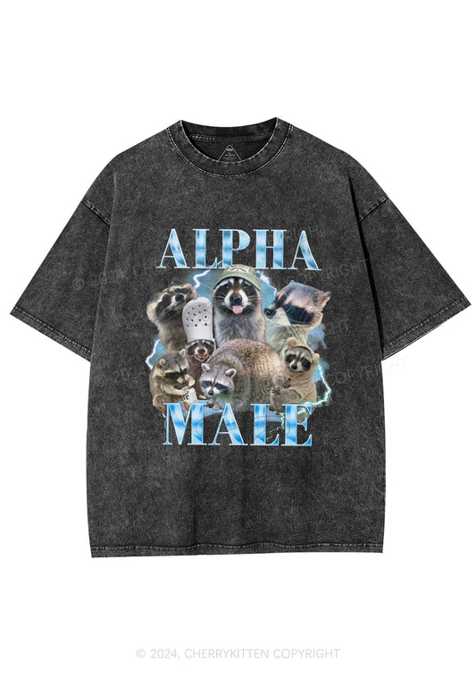 Blue Raccoons Alpha Male Y2K Washed Tee Cherrykitten