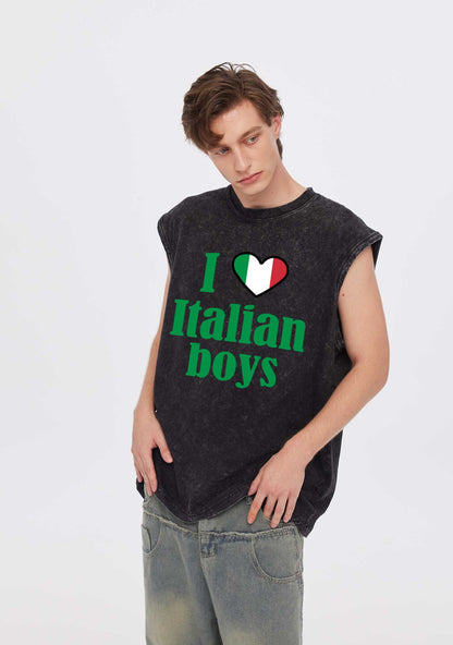 I Love Italian Boys Y2K Washed Tank Cherrykitten