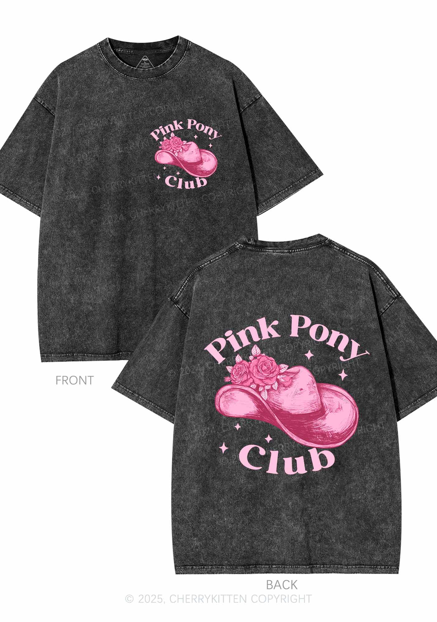 Pink Pony Club Two Sides Y2K Shirts Washed Tee Cherrykitten