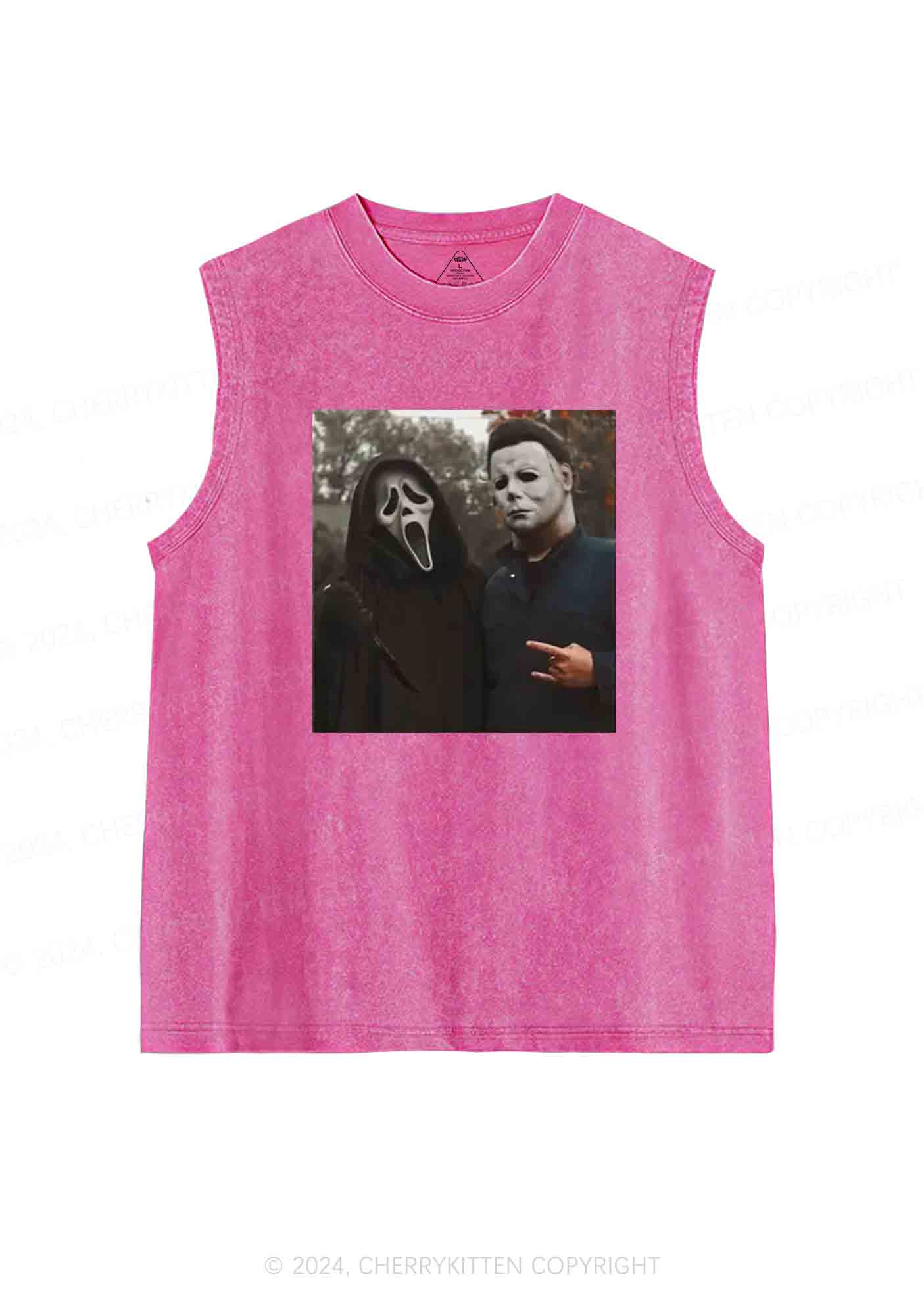 Halloween Scream Rock Y2K Washed Tank Cherrykitten