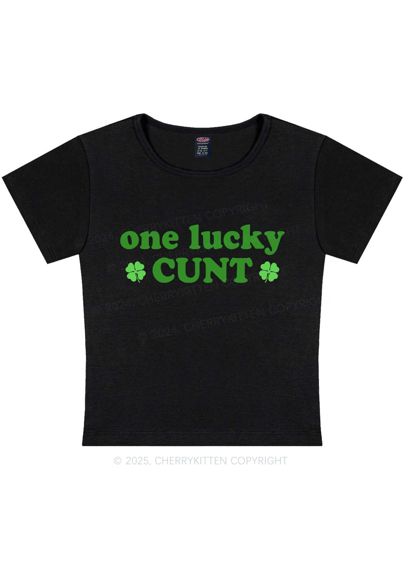 One Lucky Cxxt St Patricks Y2K Baby Tee Cherrykitten