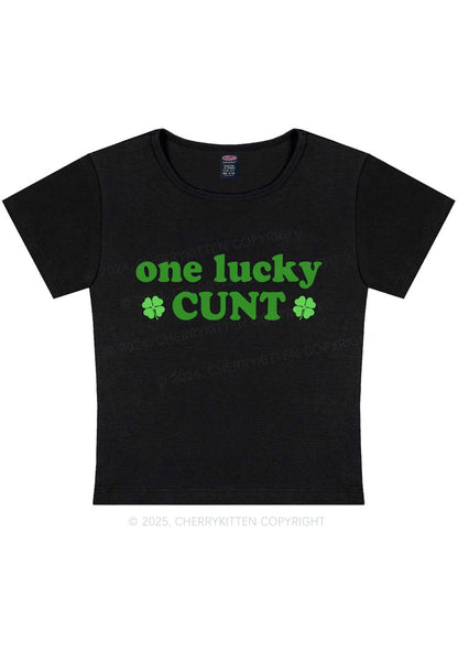 One Lucky Cxxt St Patricks Y2K Baby Tee Cherrykitten