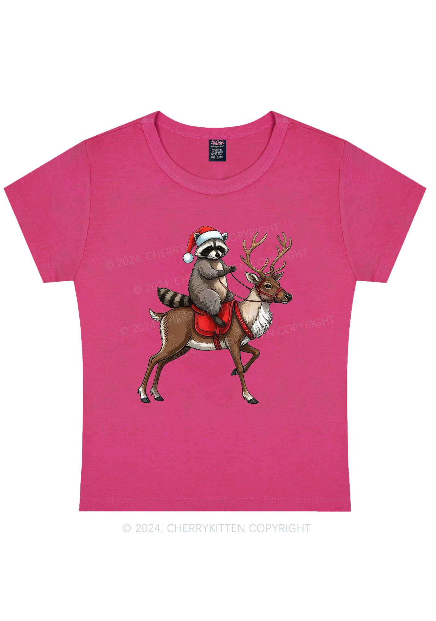 Christmas Feral Raccoon Y2K Baby Tee Cherrykitten