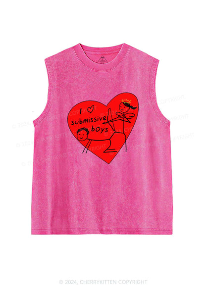 Girl Love S Boys Y2K Valentine's Day Washed Tank Cherrykitten