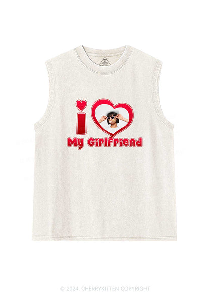 Custom Photo Red Heart Y2K Valentine's Day Washed Tank Cherrykitten