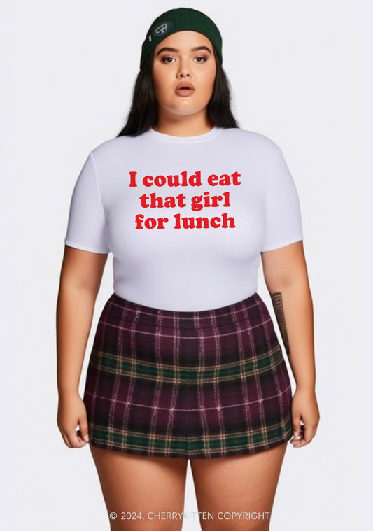 Curvy Eat That Girl For Lunch Y2K Baby Tee Cherrykitten