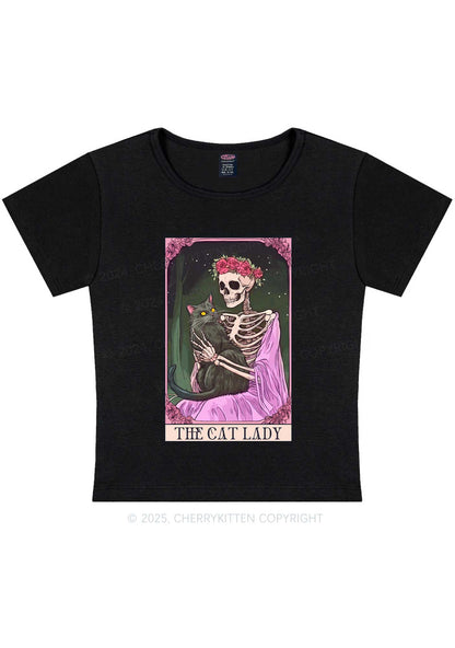 Skeleton Lady Y2K Baby Tee Cherrykitten