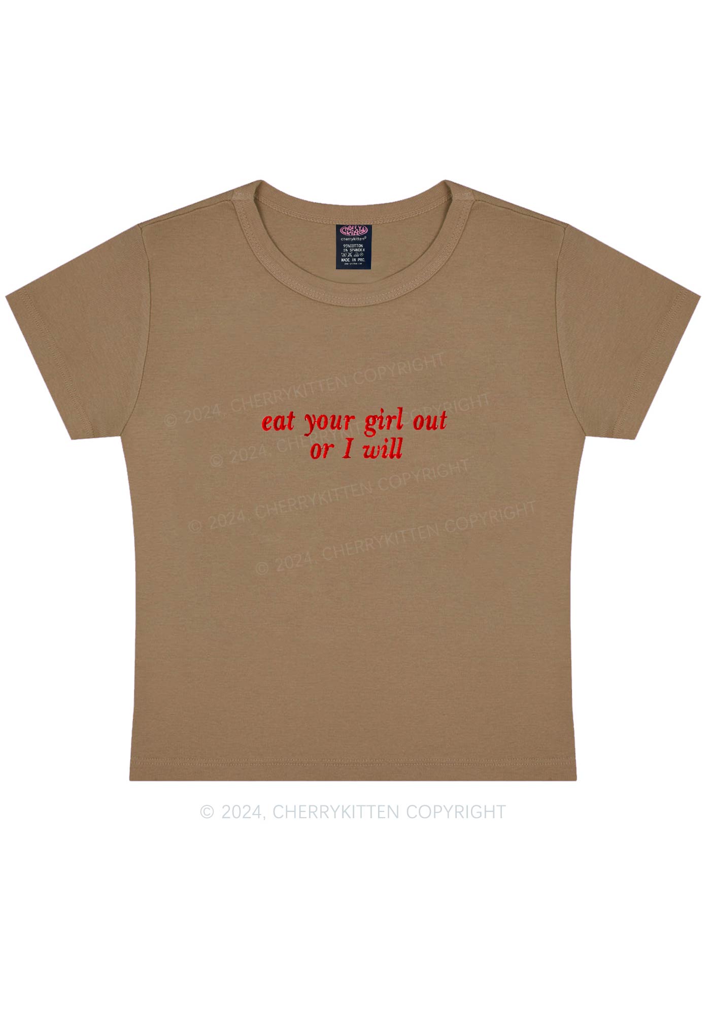 Embroidered Eat Your Girl Out Y2K Baby Tee Cherrykitten