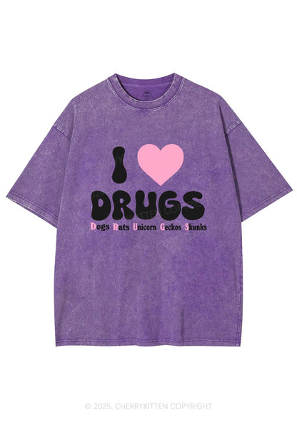 I Love Drxgs Y2K Washed Tee Cherrykitten