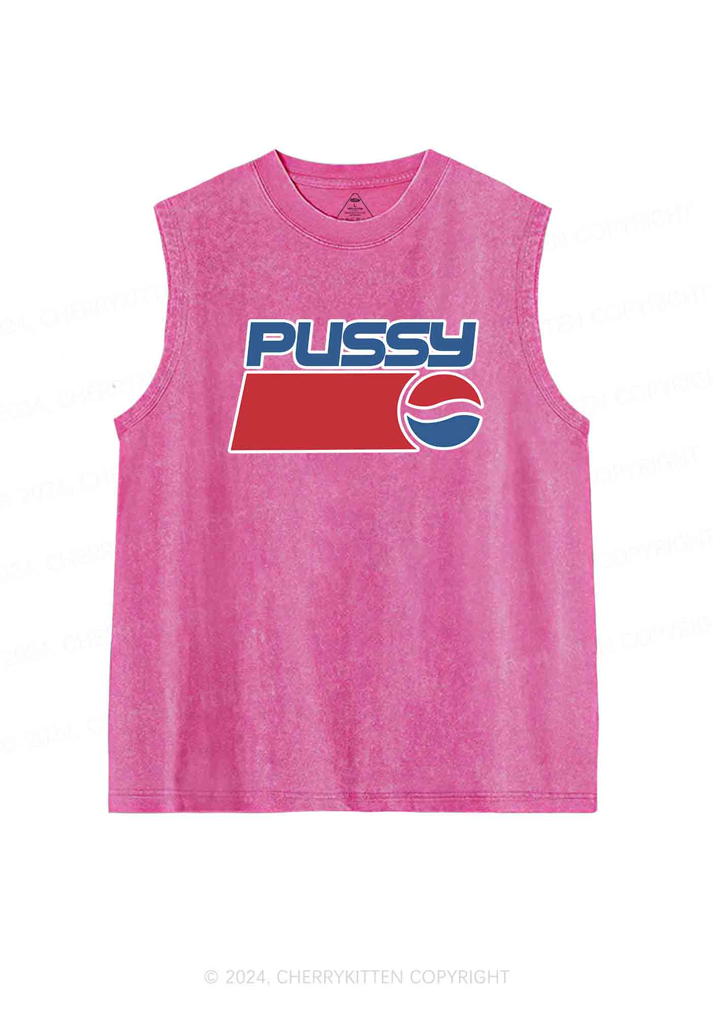 Red Blue Puxxy Y2K Washed Tank Cherrykitten