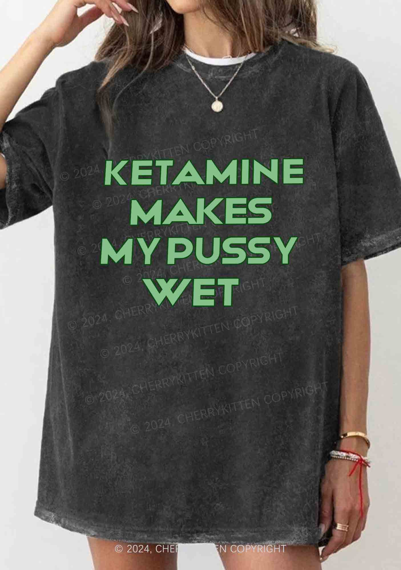 K Makes My Puxxy Wet Y2K Washed Tee Cherrykitten