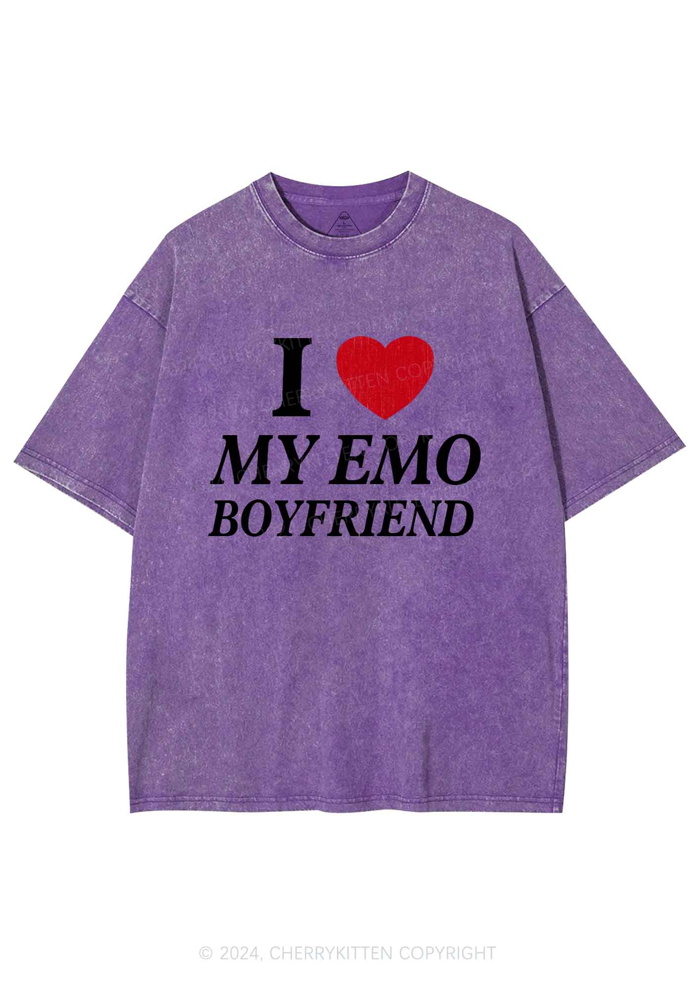 I Love My Emo BF Y2K Valentine's Day Washed Tee Cherrykitten