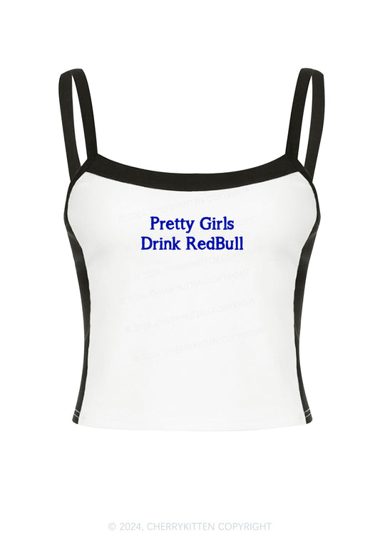 Pretty Girls Drink Redbull Y2K Color Block Crop Cami Top Cherrykitten