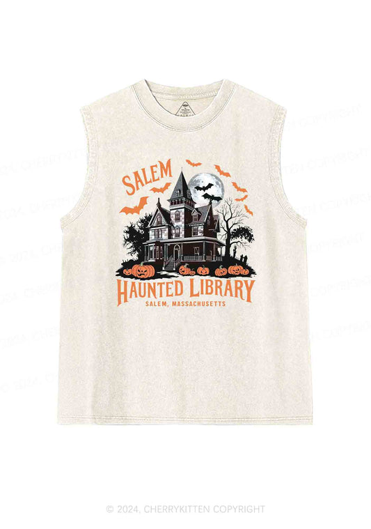 Halloween Haunted Library Y2K Washed Tank Cherrykitten