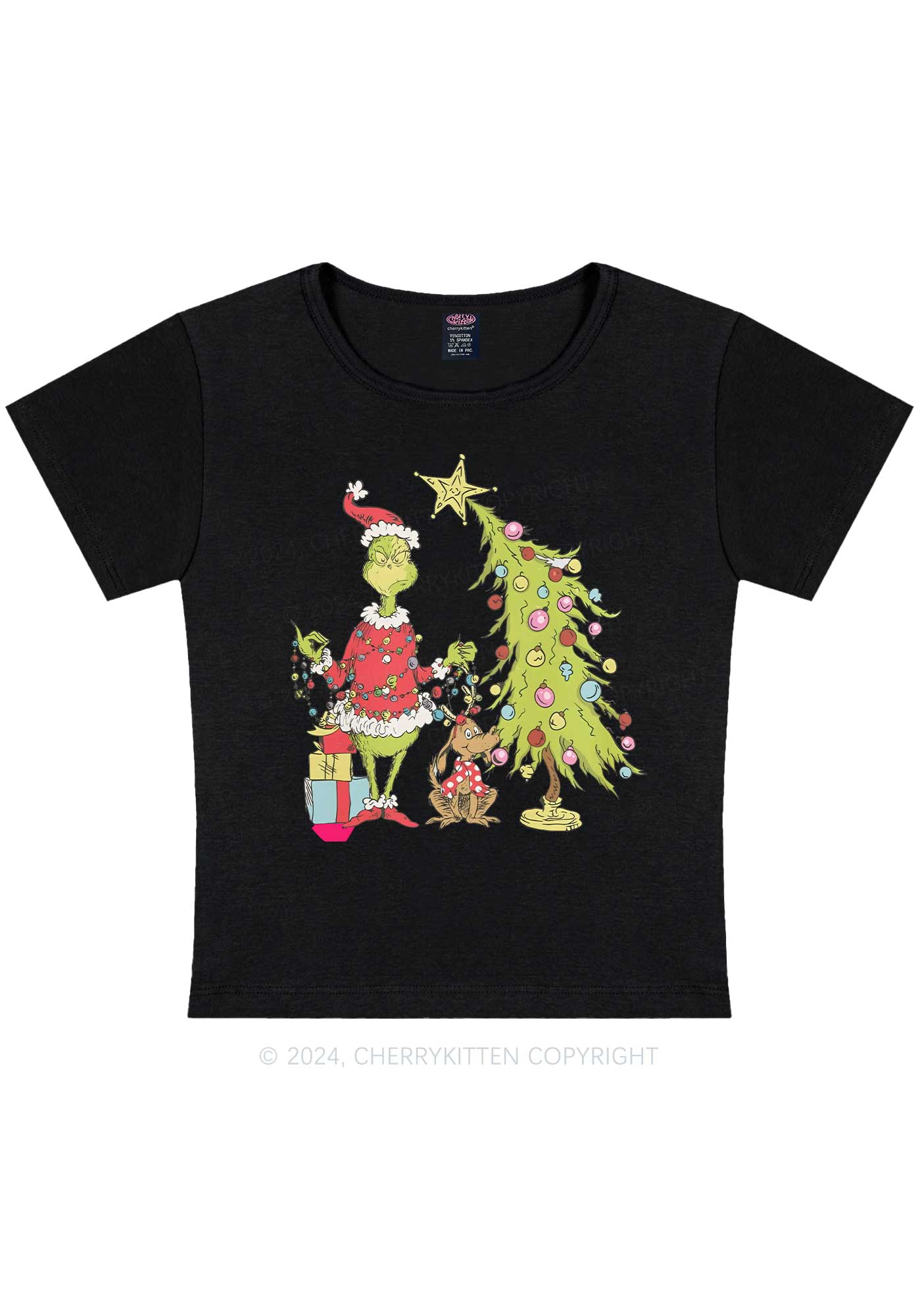 Christmas Tree Gift Y2K Baby Tee Cherrykitten