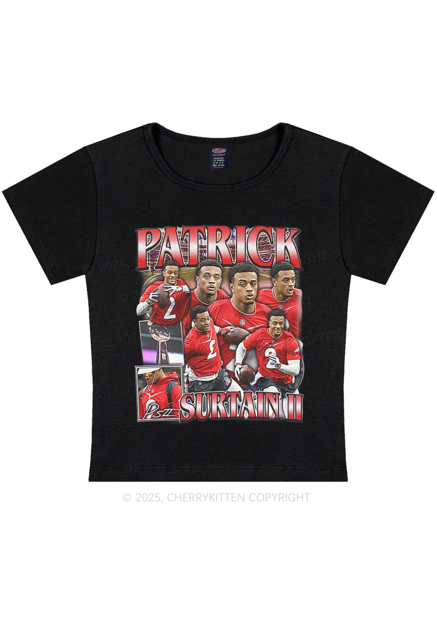 Red Patrick Y2K Super Bowl Baby Tee Cherrykitten