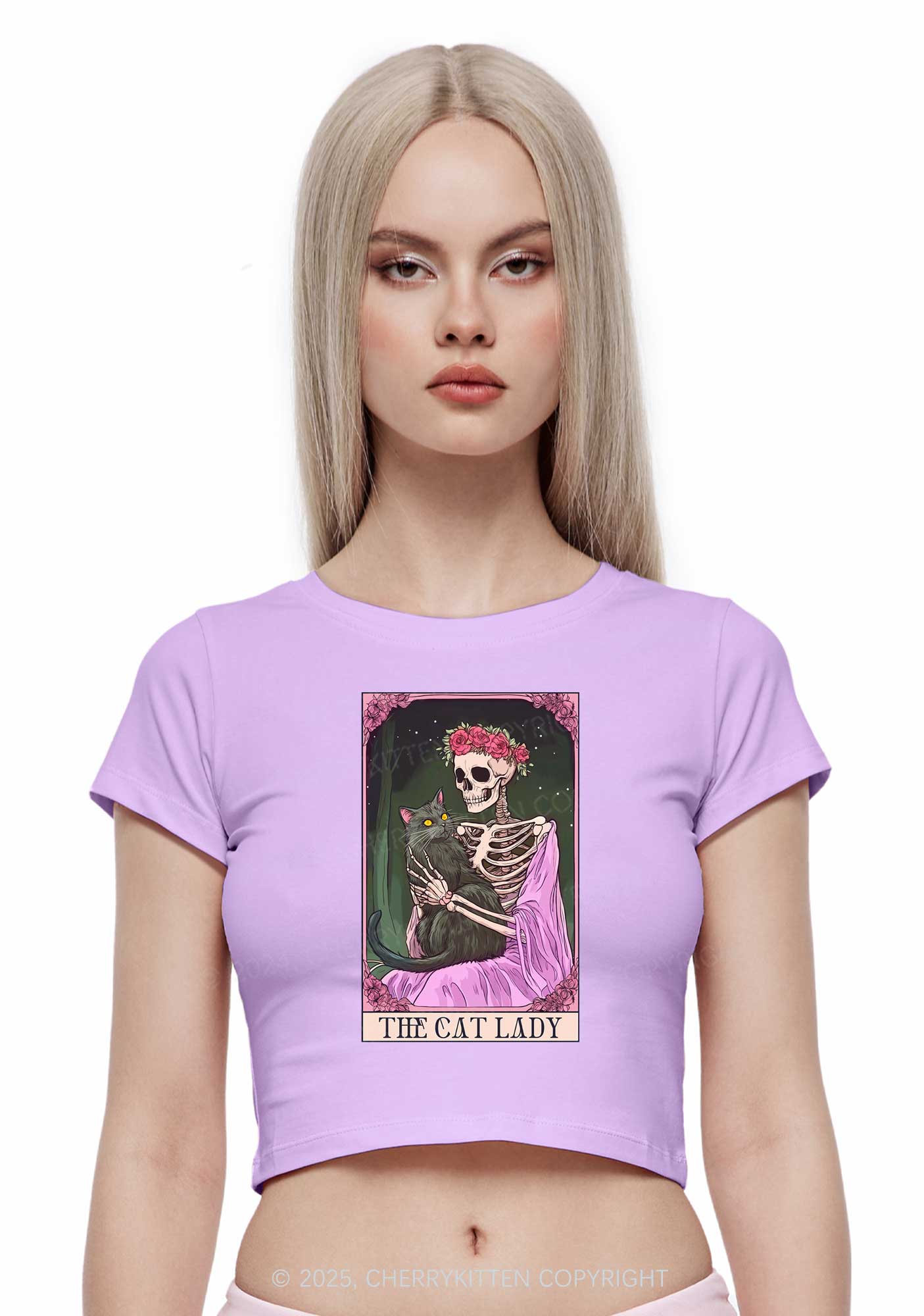 Skeleton Lady Y2K Baby Tee Cherrykitten