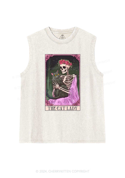 Skeleton Lady Y2K Washed Tank Cherrykitten