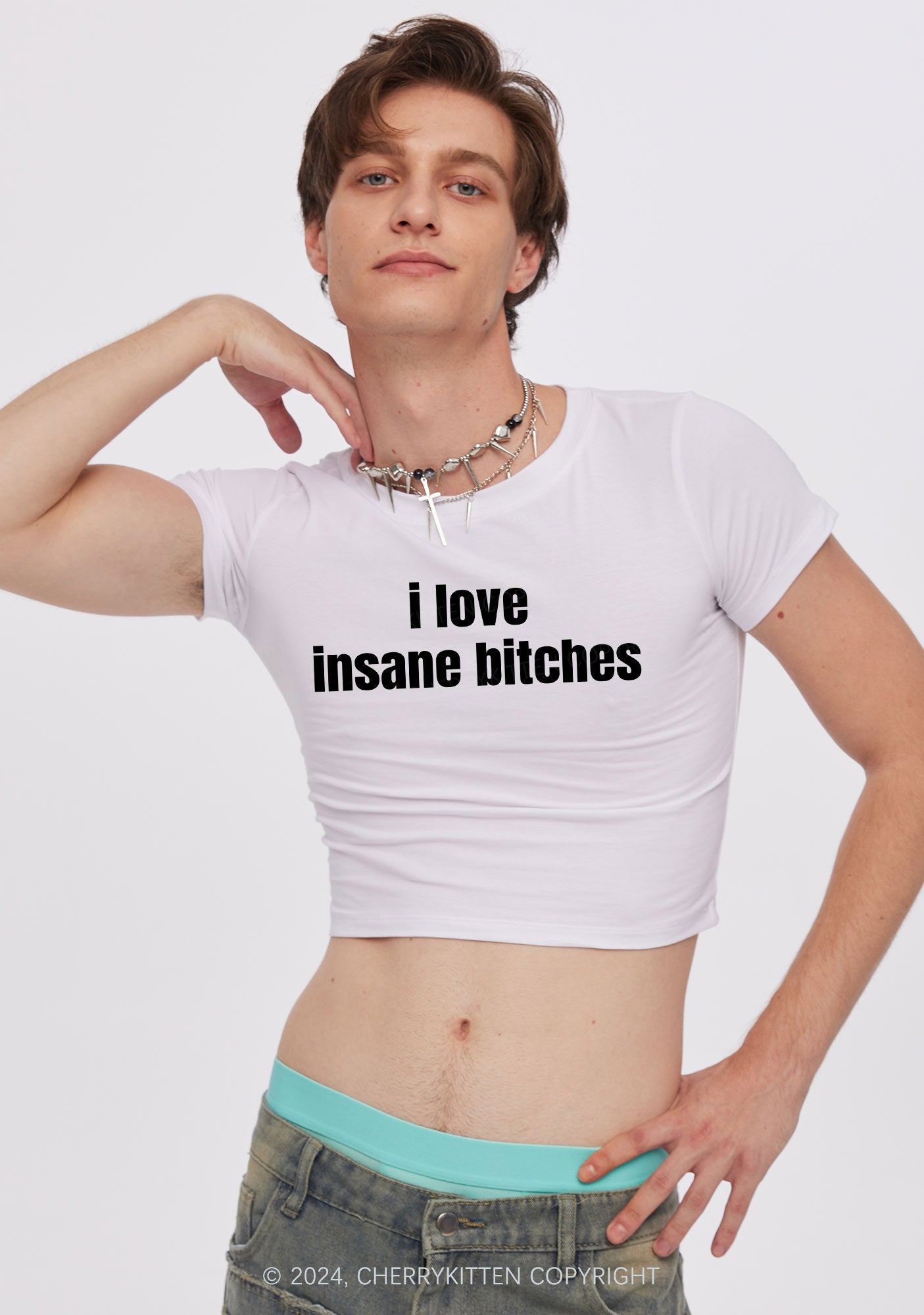 I Love Insane Bxxches Y2K Valentine's Day Baby Tee Cherrykitten