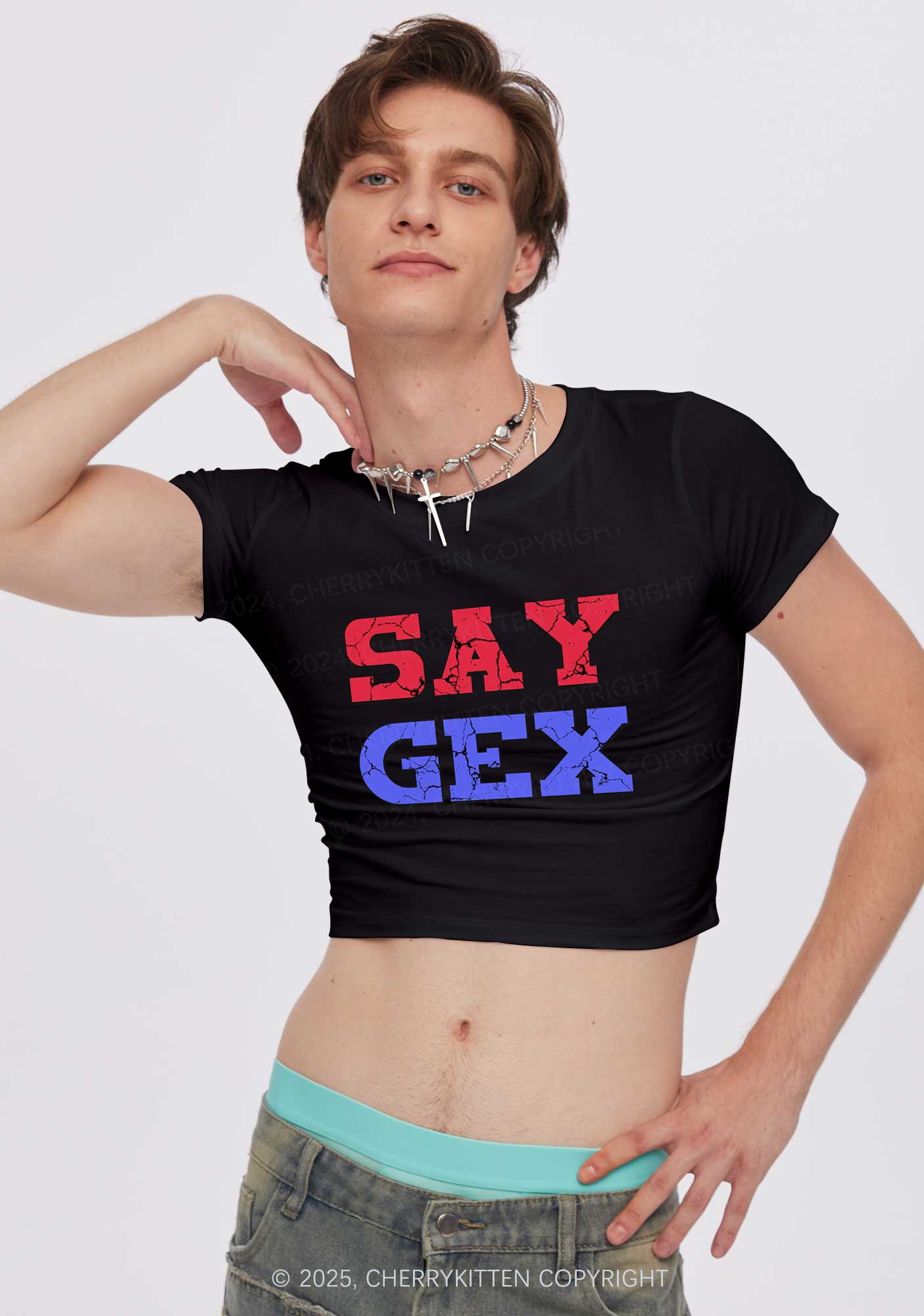 Say Gex Y2K Baby Tee Cherrykitten