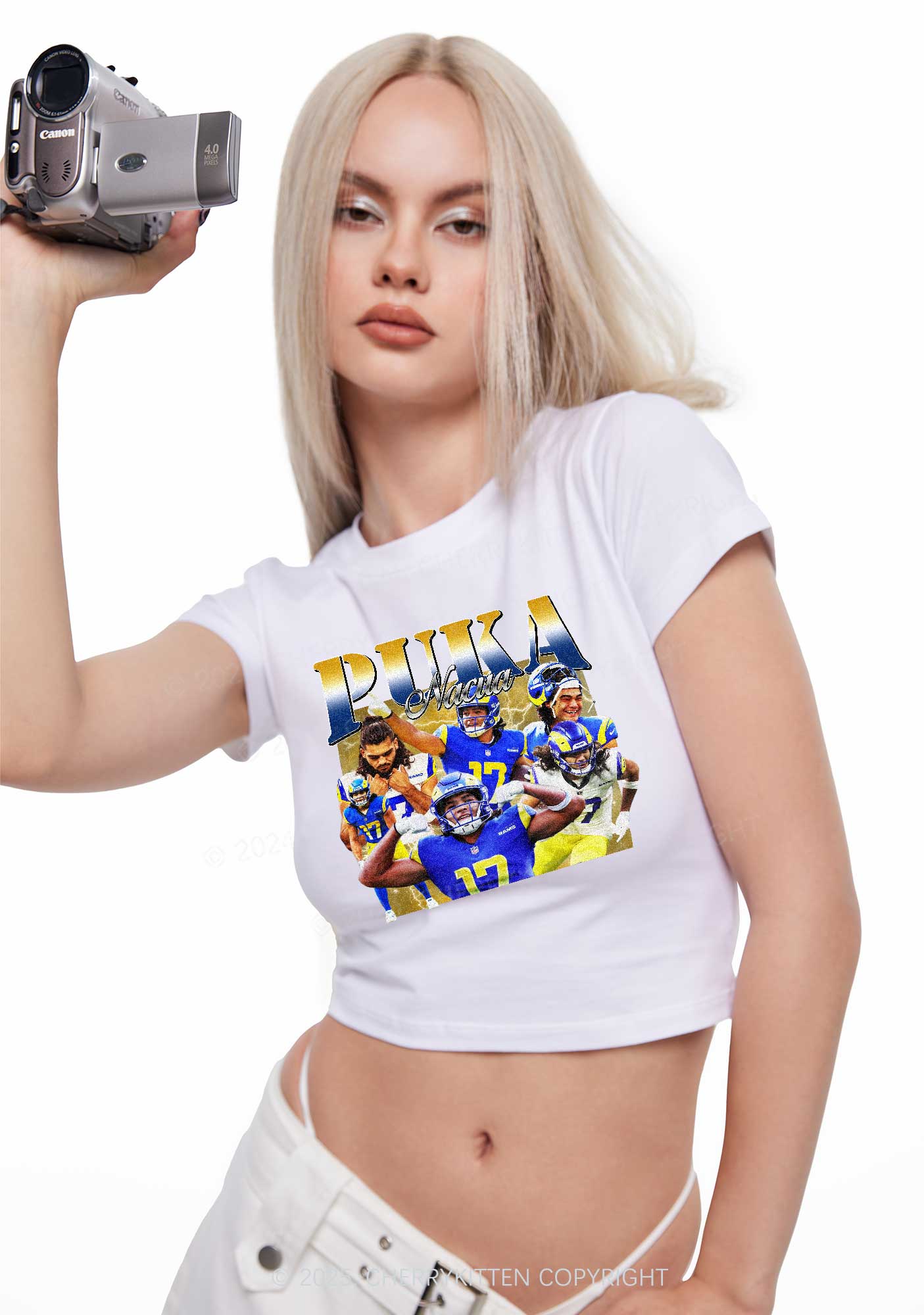 Yellow Puka Y2K Super Bowl Baby Tee Cherrykitten