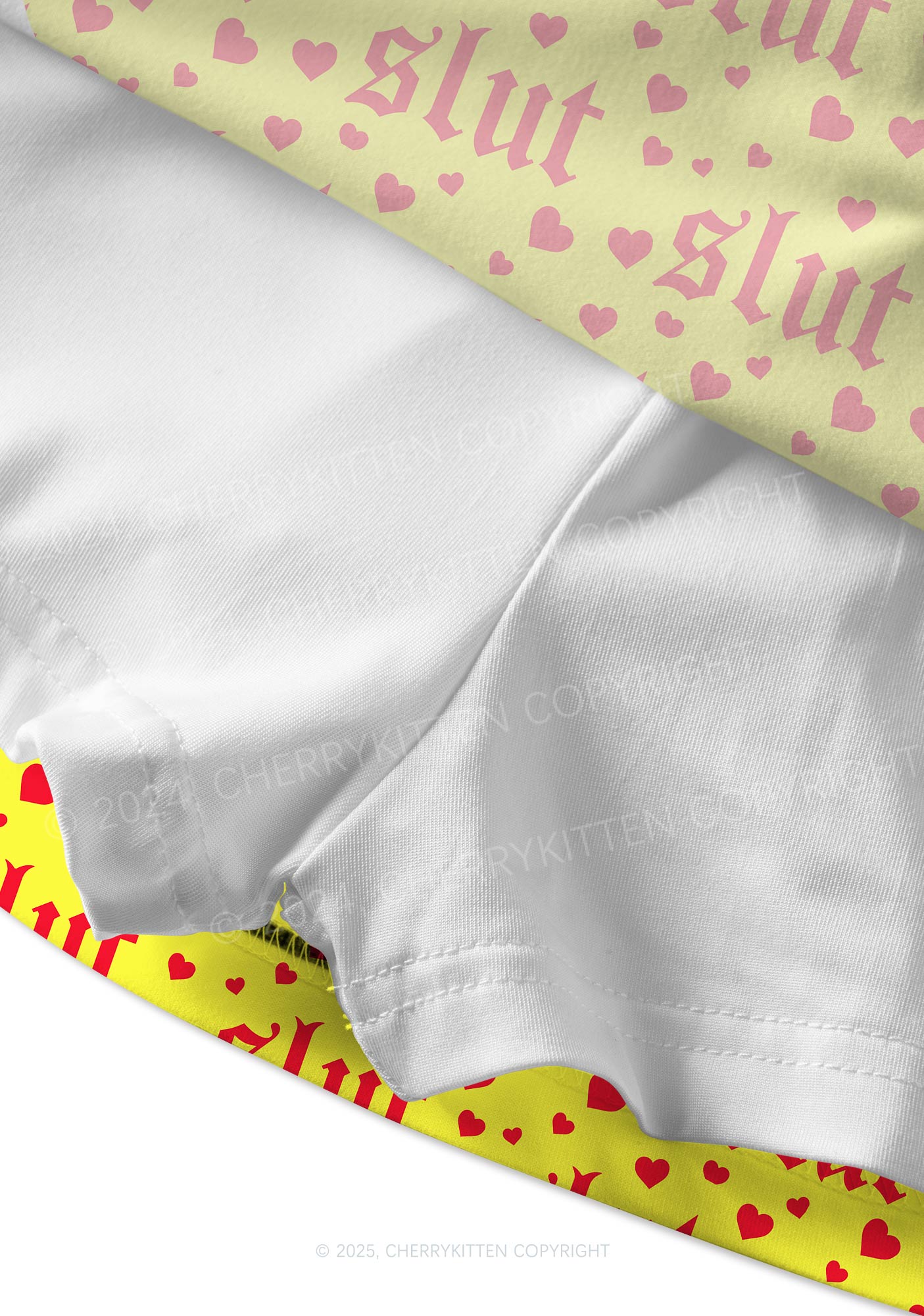 Yellow Slxt Y2K Print Mini Skirt Cherrykitten