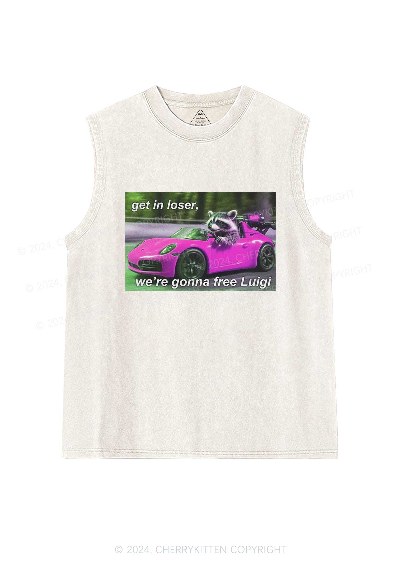 Get In Loser Free Him Y2K Washed Tank Cherrykitten