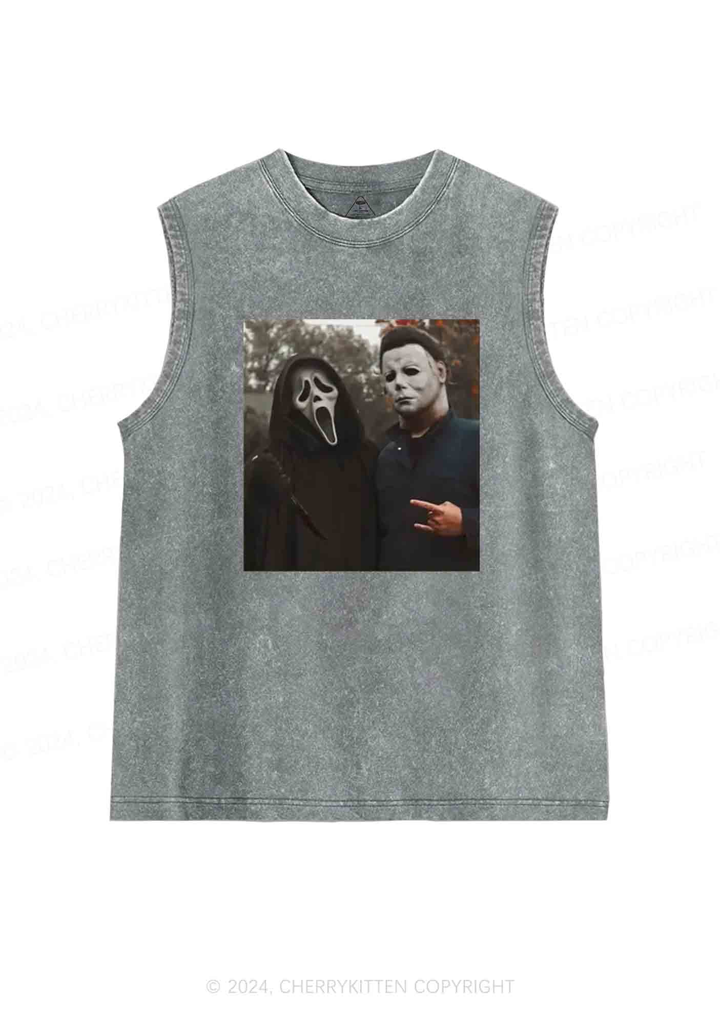 Halloween Scream Rock Y2K Washed Tank Cherrykitten