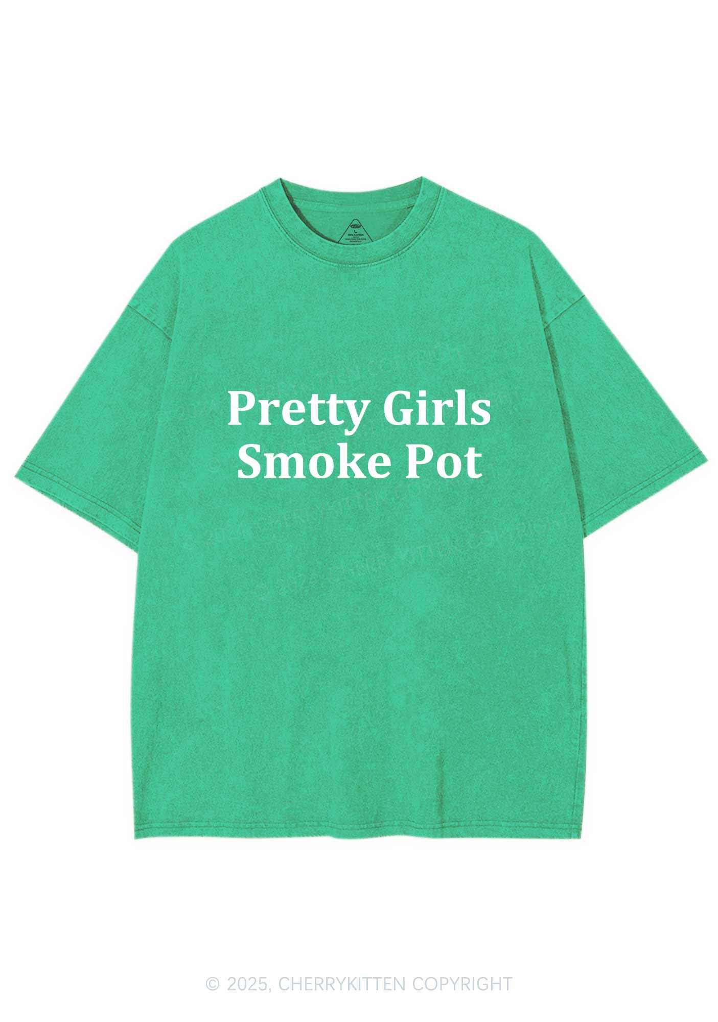 Pretty Girls Smoke Pot Y2K Washed Tee Cherrykitten