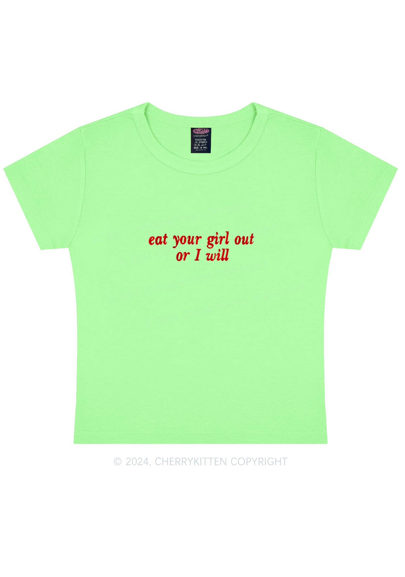 Embroidered Eat Your Girl Out Y2K Baby Tee Cherrykitten