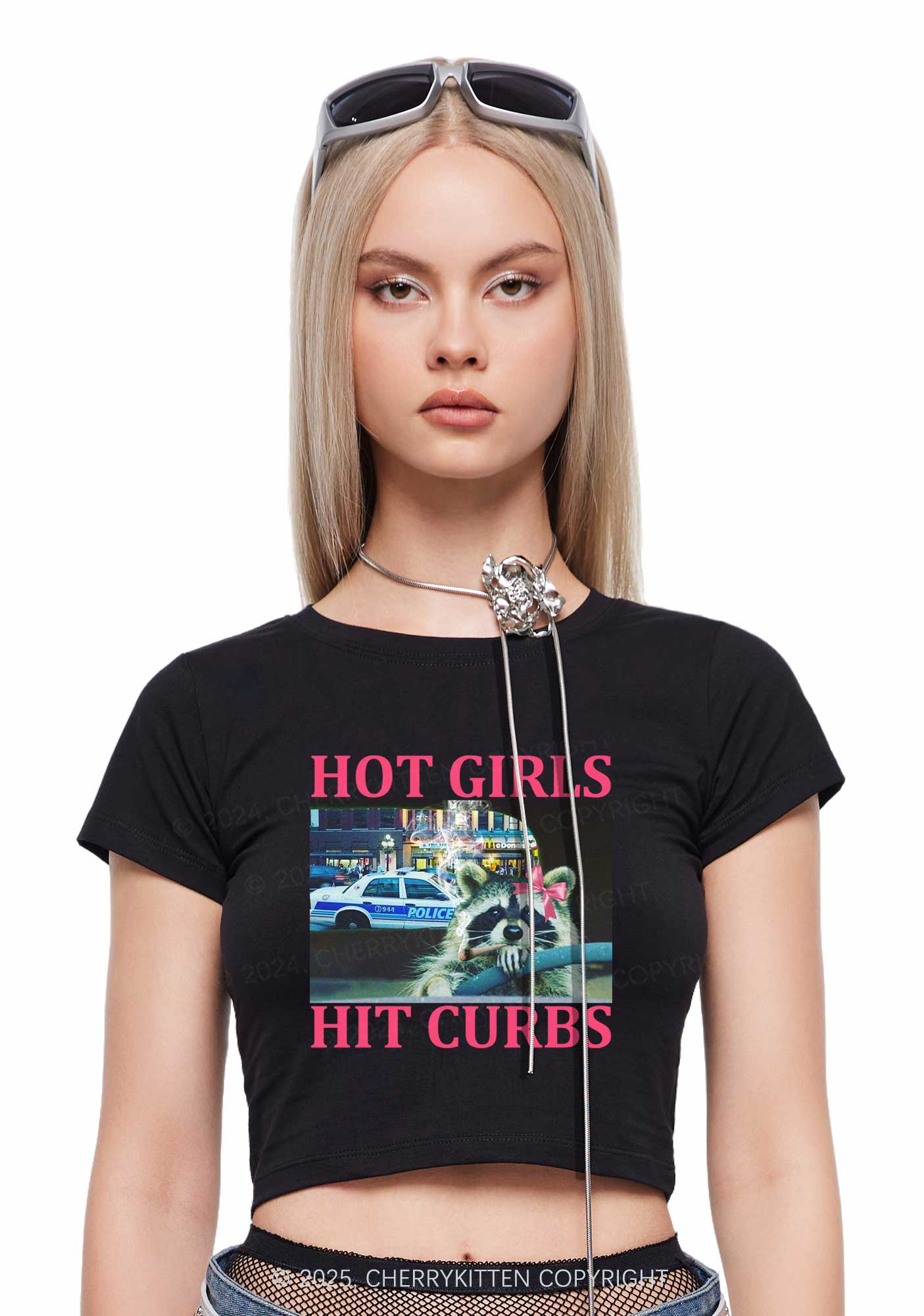 Hot Girls Hit Curbs Y2K Baby Tee Cherrykitten