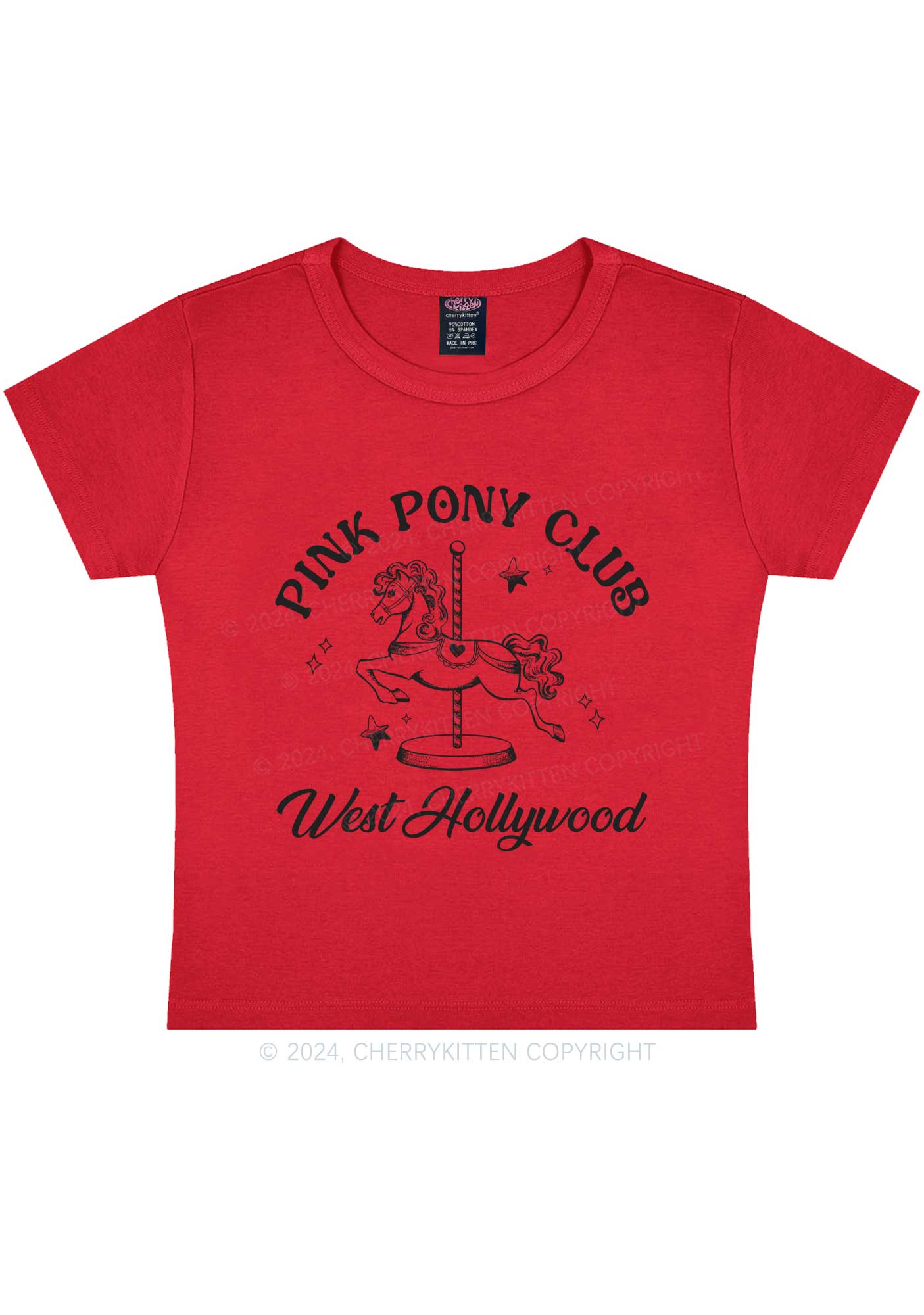 Pink West Hollywood Y2K Baby Tee Cherrykitten