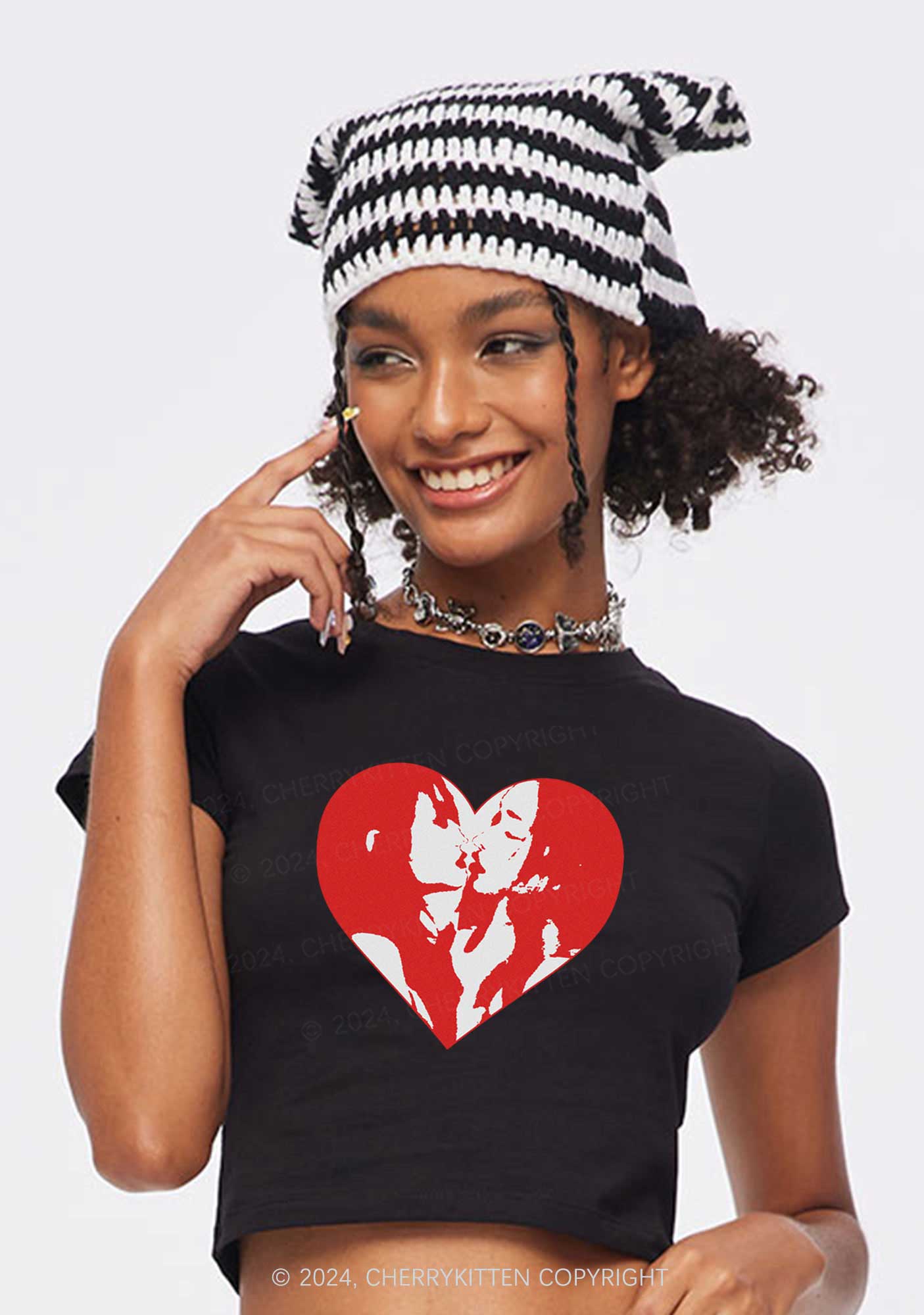 Kiss Girl Y2K Valentine's Day Baby Tee Cherrykitten