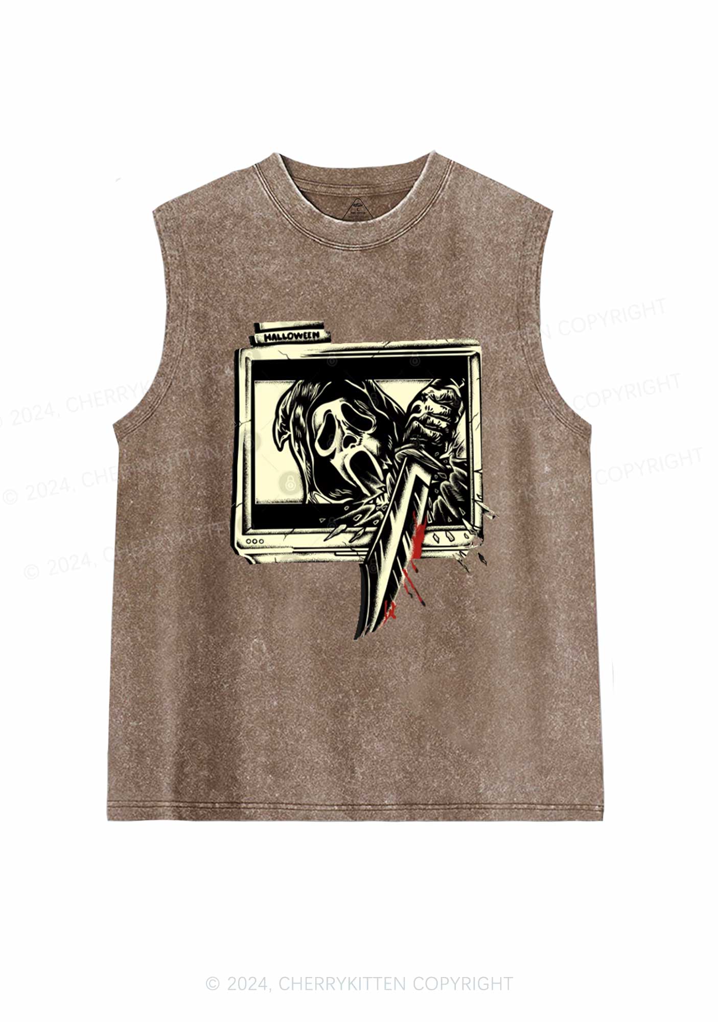 Halloween Horror Killer Y2K Washed Tank Cherrykitten