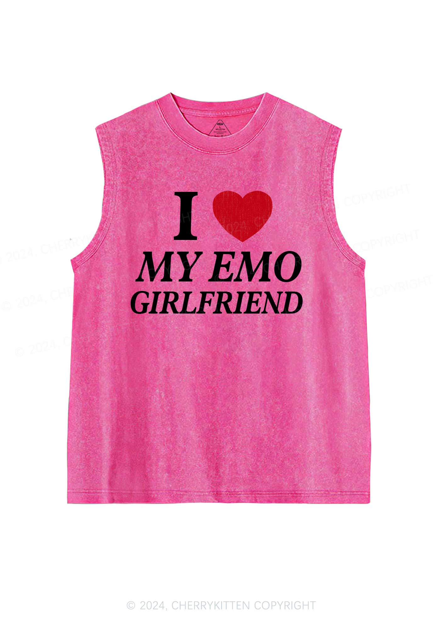 I Love My Emo GF Y2K Valentine's Day Washed Tank Cherrykitten