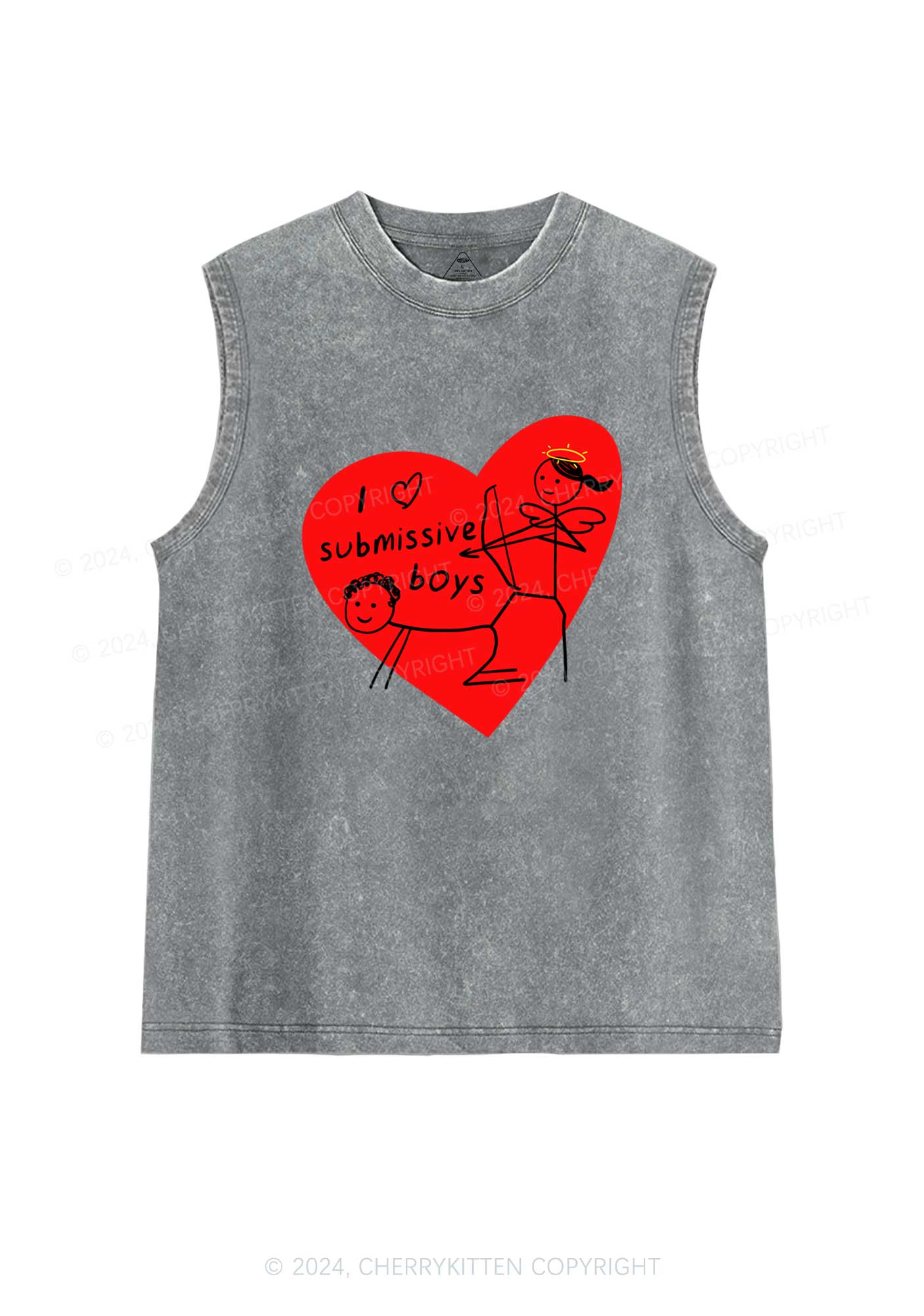 Girl Love S Boys Y2K Valentine's Day Washed Tank Cherrykitten